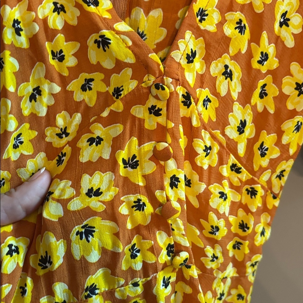 Faithfull the Brand Ilia mini dress- saffron Sz S retail $188 - Picture 3 of 6